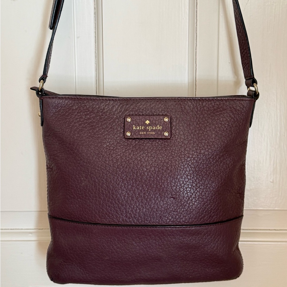 Kate Spade Burgundy Leather Crossbody Gold Hardware